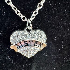 Silver Heart 'Sister' Pendant Necklace